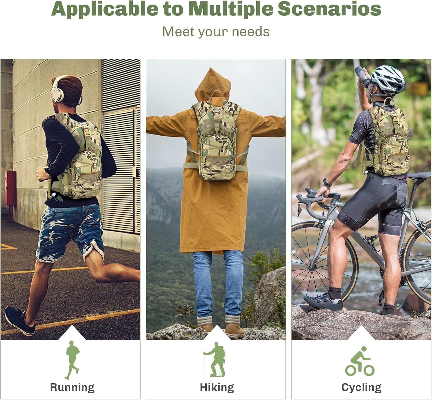 Tactical Hydration Pack Backpack Military Daypack Water Backpack with - Walmarkettt.com