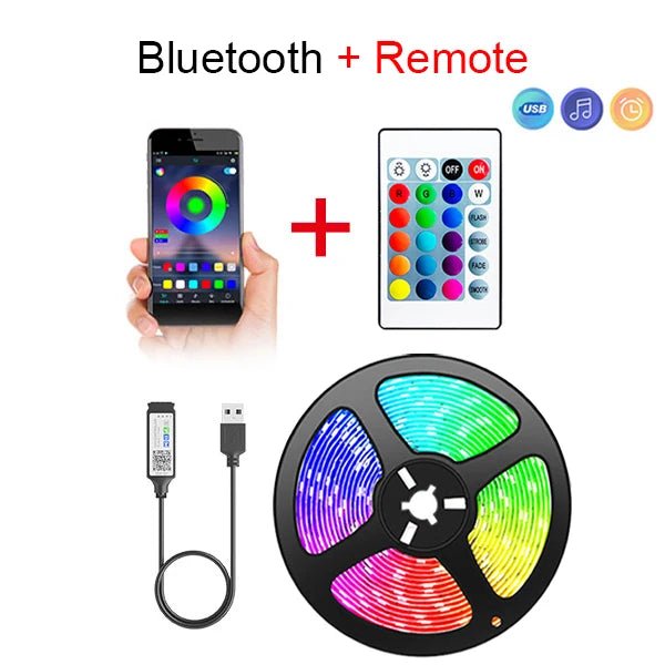 Tape Bluetooth USB LED Strip Light 5050 SMD 5V USB RGB Lights Flexible LED Lamp Tape Ribbon RGB Self - adhesive TV Desktop Diode - Walmarkettt.com