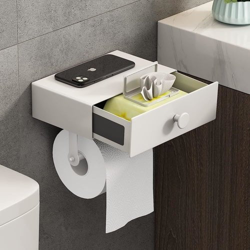 Toilet Paper Holder with Shelf Black Wipes Dispenser for Bathroom - Walmarkettt.com