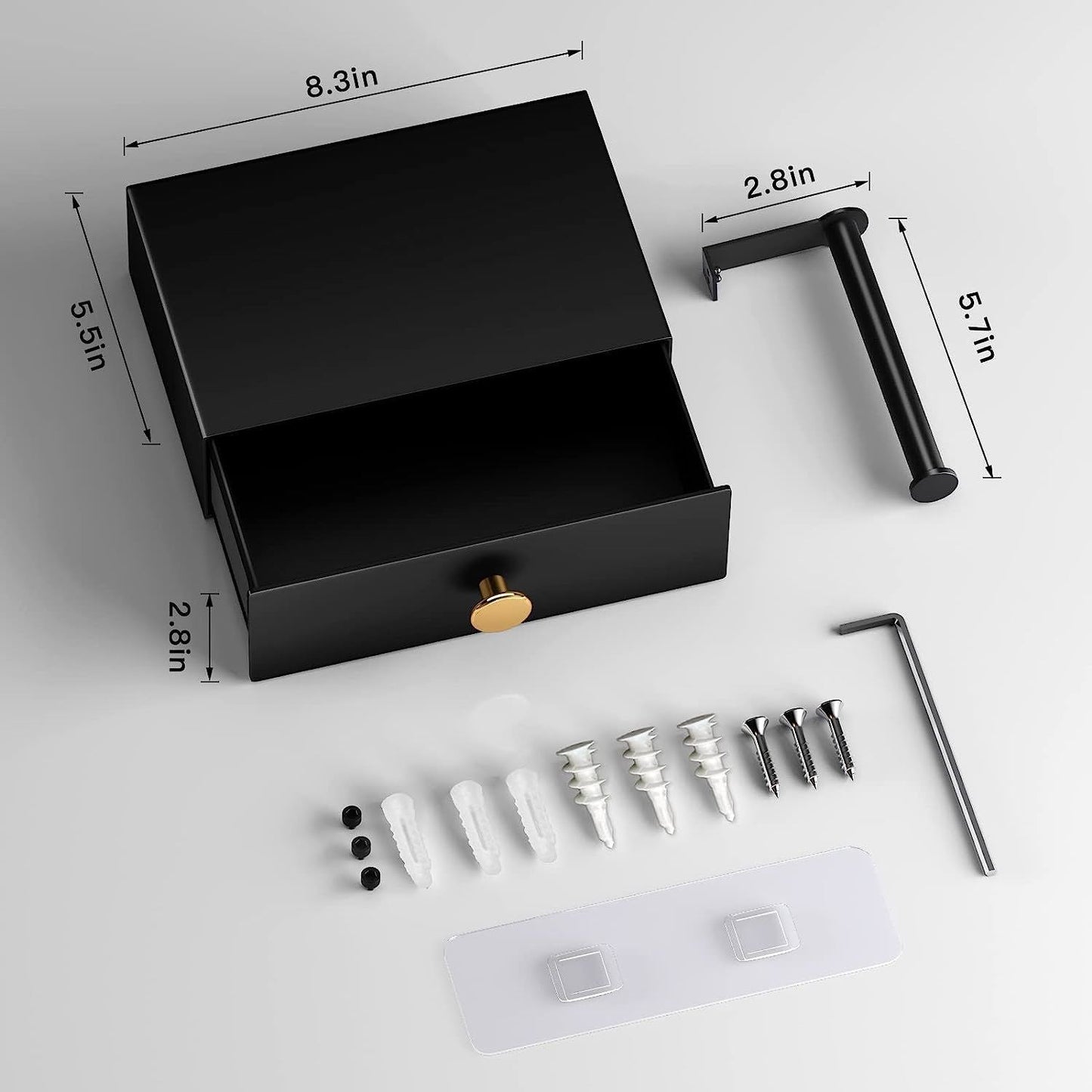 Toilet Paper Holder with Shelf Black Wipes Dispenser for Bathroom - Walmarkettt.com