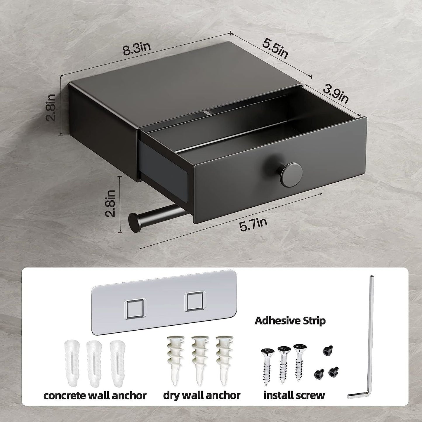 Toilet Paper Holder with Shelf Black Wipes Dispenser for Bathroom - Walmarkettt.com