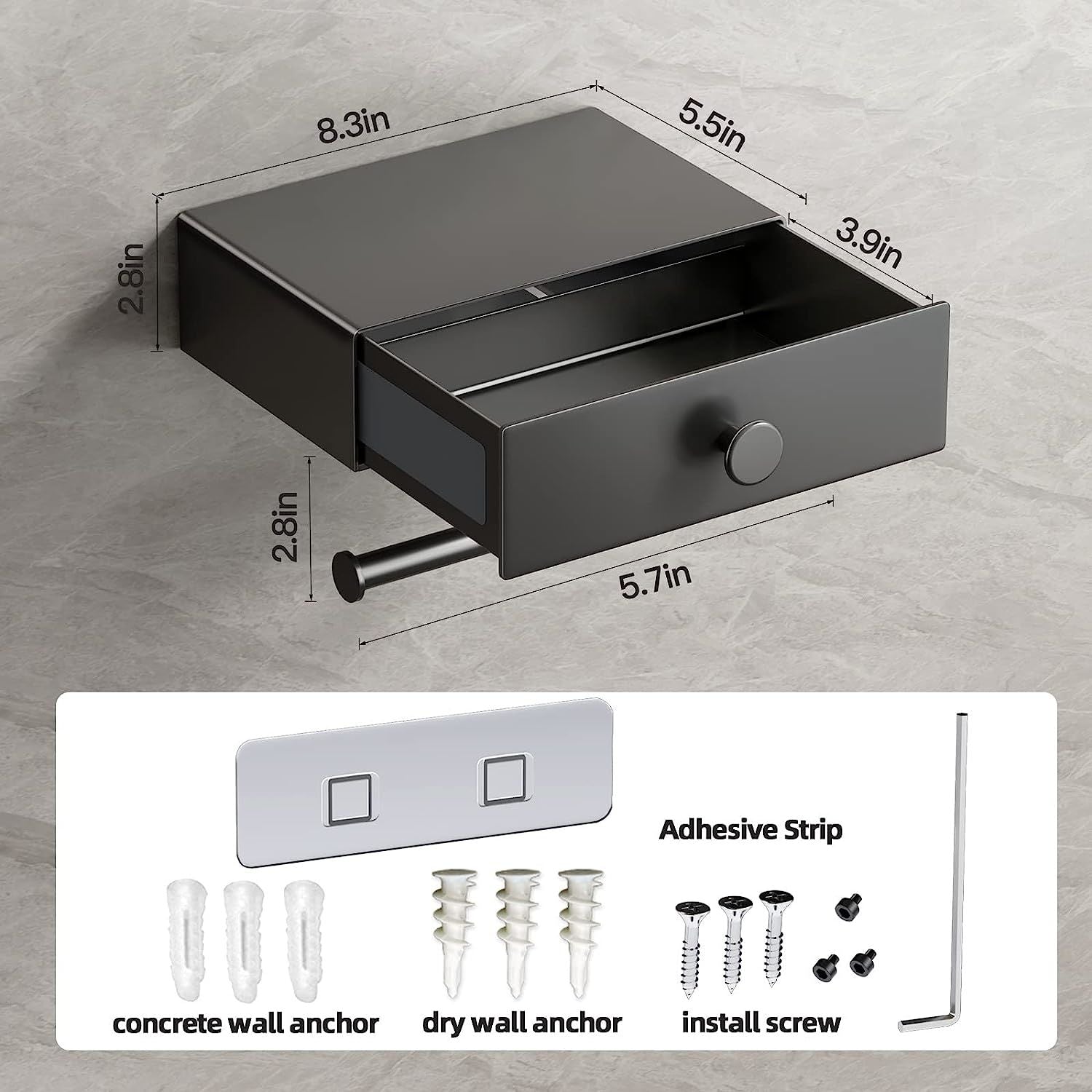 Toilet Paper Holder with Shelf Black Wipes Dispenser for Bathroom - Walmarkettt.com