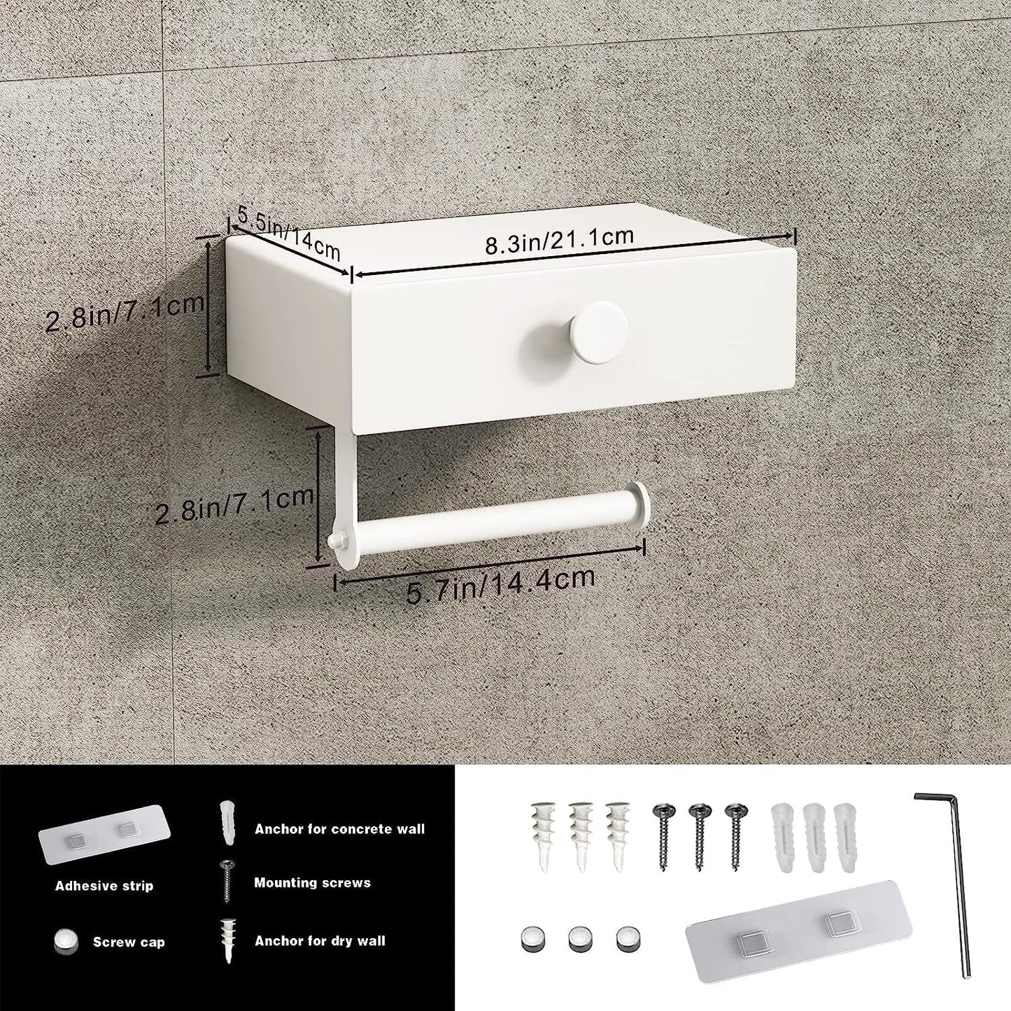 Toilet Paper Holder with Shelf Black Wipes Dispenser for Bathroom - Walmarkettt.com