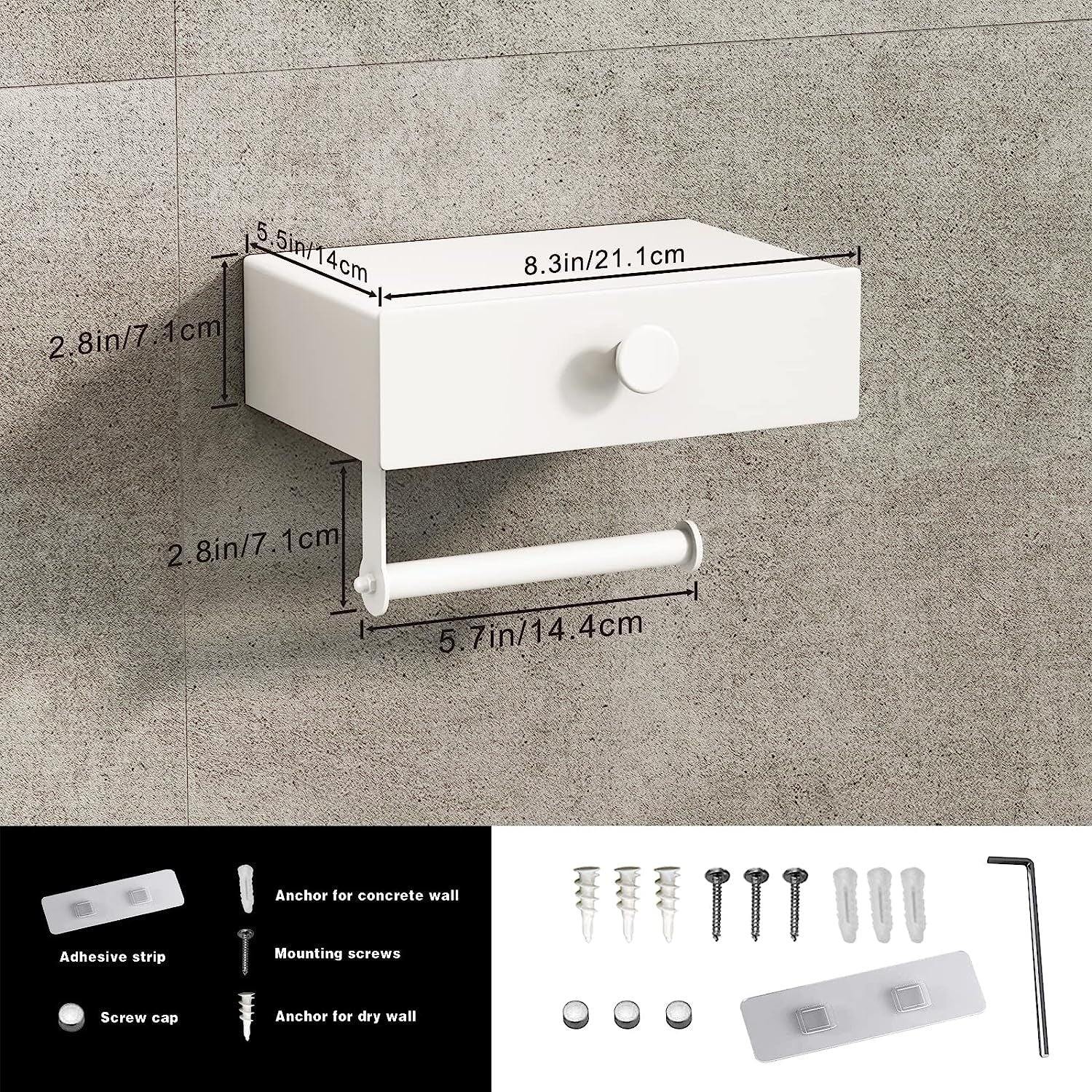 Toilet Paper Holder with Shelf Black Wipes Dispenser for Bathroom - Walmarkettt.com