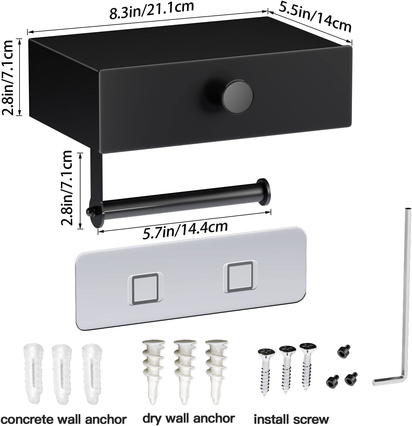 Toilet Paper Holder with Shelf Black Wipes Dispenser for Bathroom - Walmarkettt.com