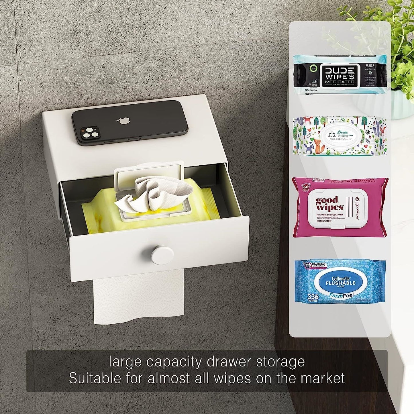 Toilet Paper Holder with Shelf Black Wipes Dispenser for Bathroom - Walmarkettt.com