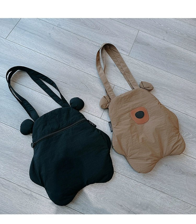 Tricolor Patch Biscuit Bear Cartoon Large Capacity Shoulder Bag - Walmarkettt.com