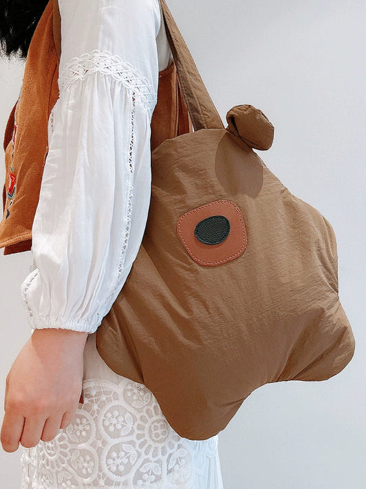 Tricolor Patch Biscuit Bear Cartoon Large Capacity Shoulder Bag - Walmarkettt.com