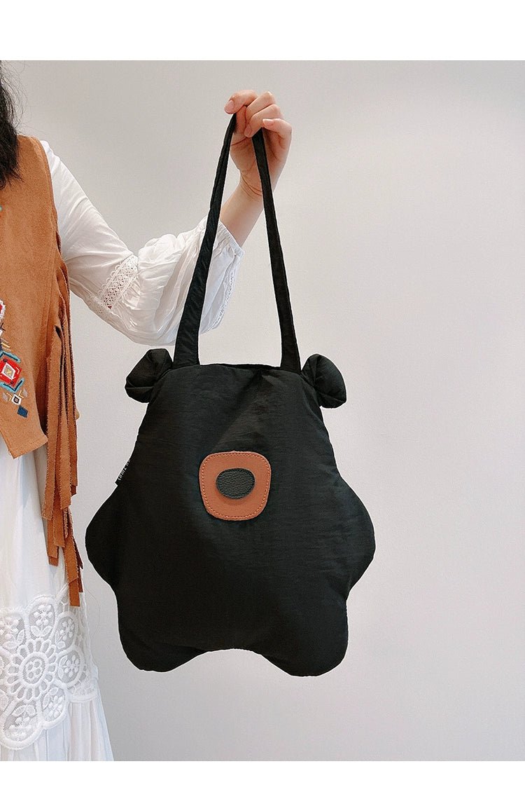 Tricolor Patch Biscuit Bear Cartoon Large Capacity Shoulder Bag - Walmarkettt.com