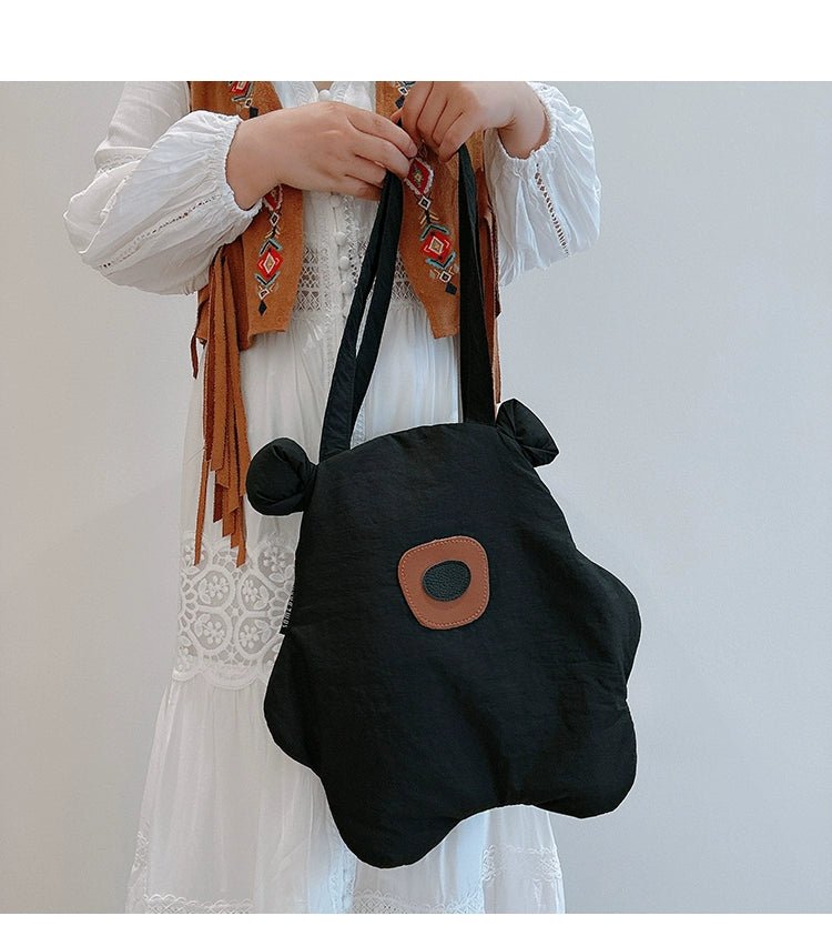 Tricolor Patch Biscuit Bear Cartoon Large Capacity Shoulder Bag - Walmarkettt.com