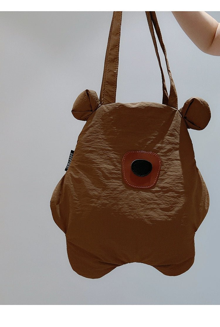 Tricolor Patch Biscuit Bear Cartoon Large Capacity Shoulder Bag - Walmarkettt.com