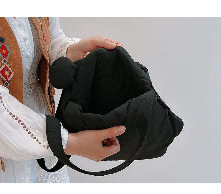 Tricolor Patch Biscuit Bear Cartoon Large Capacity Shoulder Bag - Walmarkettt.com