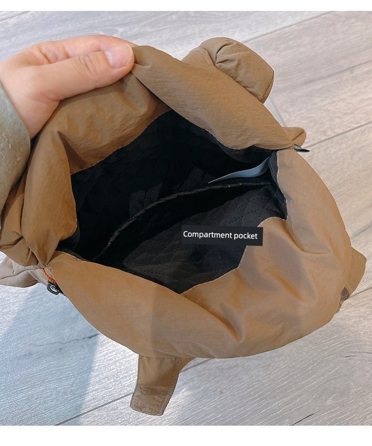 Tricolor Patch Biscuit Bear Cartoon Large Capacity Shoulder Bag - Walmarkettt.com