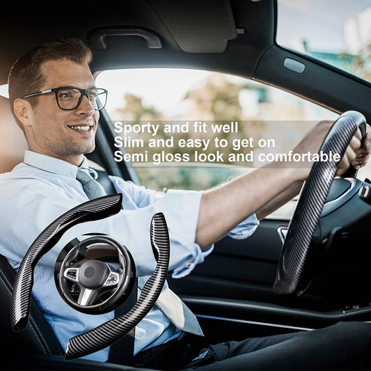 Upgrade Your Driving Experience With A Non - Slip Carbon Fiber Steering Wheel Cover! - Walmarkettt.com