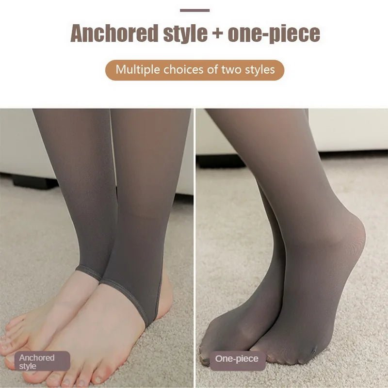 Women Thermal Leggings Winter Warm Sexy Elastic Translucent Pantyhose Female Fleece Thermal High Waist Slim Thicken Tight Pants - Walmarkettt.com