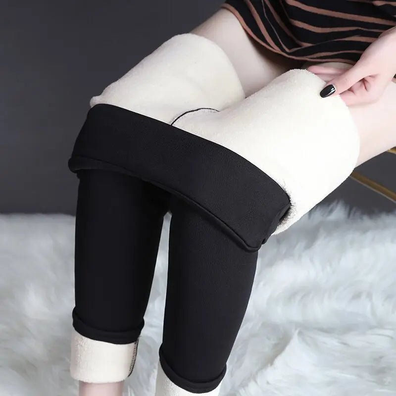 Women Thermal Leggings Winter Warm Sexy Elastic Translucent Pantyhose Female Fleece Thermal High Waist Slim Thicken Tight Pants - Walmarkettt.com