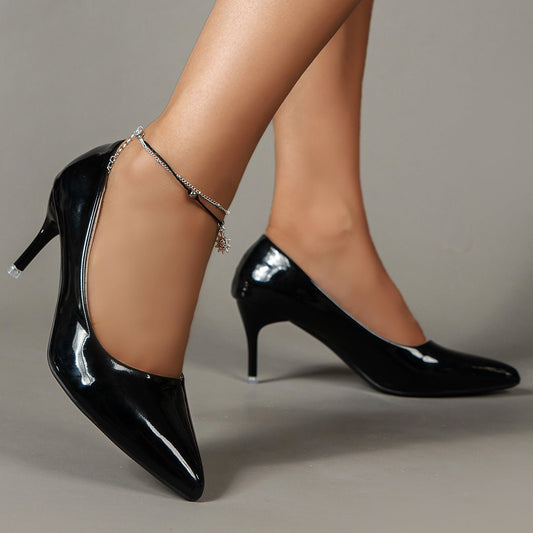 Women's Solid Color Stiletto Heels, Elegant Pointed Toe Work Pumps, Lightweight Dress Pumps - Walmarkettt.com