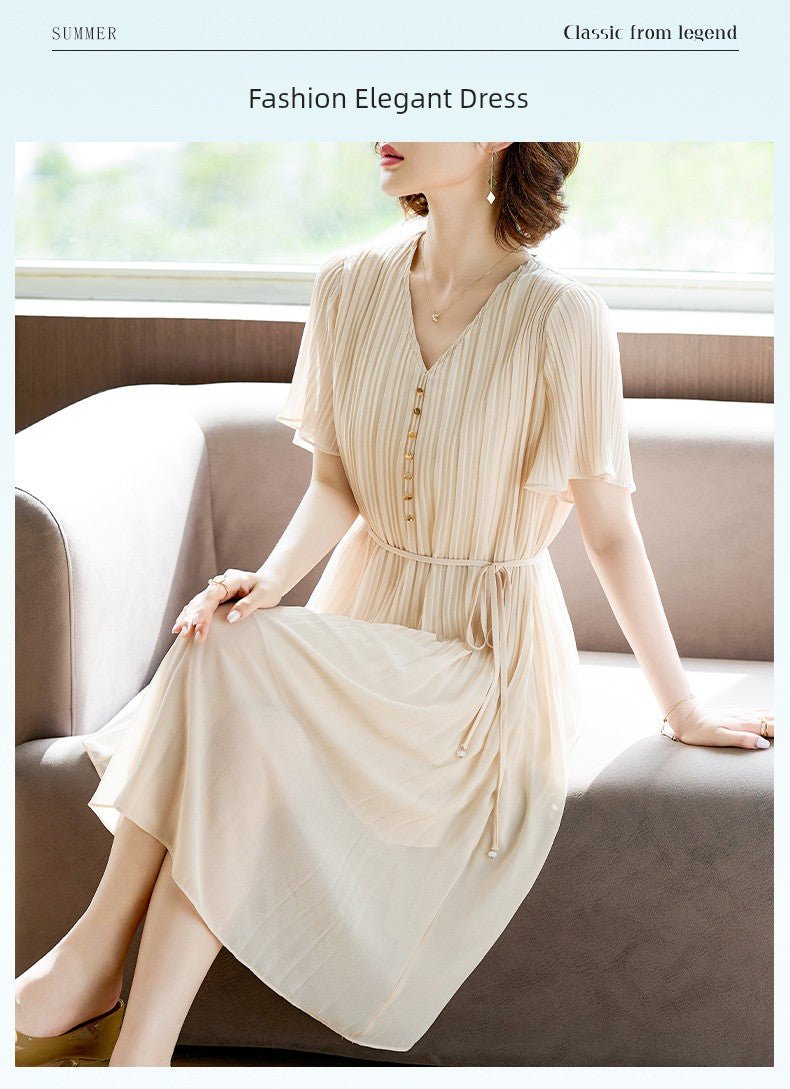 Young Mother Mulberry Silk Noble 40 - Year - Old Dress Summer Dress - Walmarkettt.com
